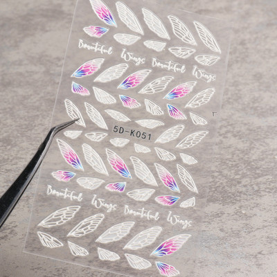 1 leht valged lilled pitsist küünekleebised 5D kleebised reljeefsed lillelised küünte kujundused liugur Jaapani kaunistus maniküür TR5D-K-2