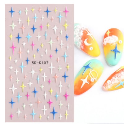 1 leht valged lilled pitsist küünekleebised 5D kleebised reljeefsed lillelised küünte kujundused liugur Jaapani kaunistus maniküür TR5D-K-2