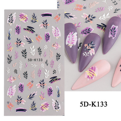 1 leht valged lilled pitsist küünekleebised 5D kleebised reljeefsed lillelised küünte kujundused liugur Jaapani kaunistus maniküür TR5D-K-2