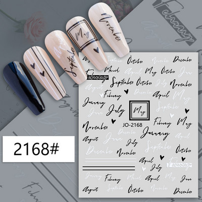 Fekete fehér betűkkel körömdíszítő matrica absztrakt arccímke csúszkák körömdíszítéshez barkácsolás Word Design UV gél varázslatok