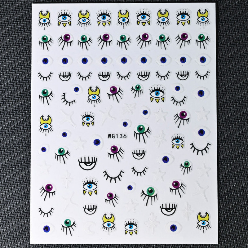 1PC Серия Blue Eye Стикери за нокти Абстрактна линия Модел Evil Eye Дизайн Декорации за изкуство за нокти Очарователни стикери Маникюр Направи си сам за нокти