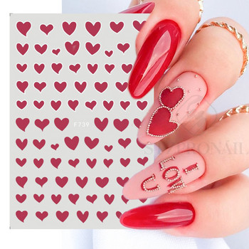3D αυτοκόλλητα νυχιών Κόκκινο Big Heart Love Valentine Sweet Cartoon Ζευγάρι γράμματα Αυτοκόλλητο συρόμενο περιτύλιγμα Διακοσμήσεις μανικιούρ SLF739
