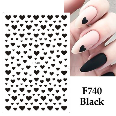 Autocolante 3D pentru unghii Roșu Inimă mare Dragoste Valentine Sweet Cartoon Cuplu Scrisoare Autoadeziv Wrap Slider Decorații pentru manichiură SLF739