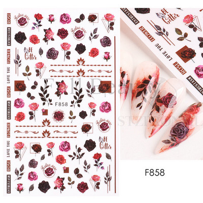 Autocolante 3D pentru unghii Roșu Inimă mare Dragoste Valentine Sweet Cartoon Cuplu Scrisoare Autoadeziv Wrap Slider Decorații pentru manichiură SLF739