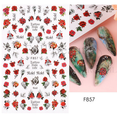 Autocolante 3D pentru unghii Roșu Inimă mare Dragoste Valentine Sweet Cartoon Cuplu Scrisoare Autoadeziv Wrap Slider Decorații pentru manichiură SLF739