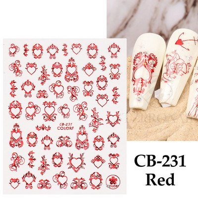 Autocolante 3D pentru unghii Roșu Inimă mare Dragoste Valentine Sweet Cartoon Cuplu Scrisoare Autoadeziv Wrap Slider Decorații pentru manichiură SLF739