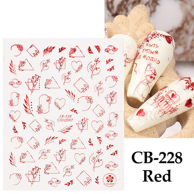 Autocolante 3D pentru unghii Roșu Inimă mare Dragoste Valentine Sweet Cartoon Cuplu Scrisoare Autoadeziv Wrap Slider Decorații pentru manichiură SLF739