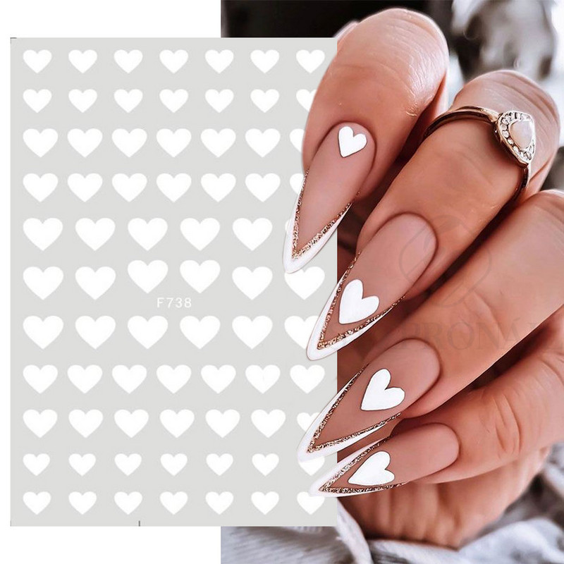 Autocolante 3D pentru unghii Roșu Inimă mare Dragoste Valentine Sweet Cartoon Cuplu Scrisoare Autoadeziv Wrap Slider Decorații pentru manichiură SLF739