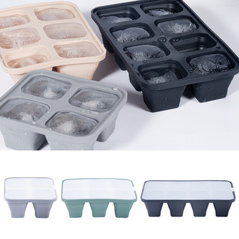 Силиконови 4/6/8 решетки Форма за тави за лед с кубчета Форма за лед за уиски Машина за производство на кубчета лед Шоколадови форми Устойчиви на избледняване Лесни за премахване форми за лед