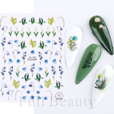 Τρισδιάστατη έγχρωμη εκτύπωση Αυτοκόλλητα νυχιών με λουλούδια Cherry Blossoms Leaf Bird Sliders For Nail Letter Design Μανικιούρ Διακόσμηση SACA764-776