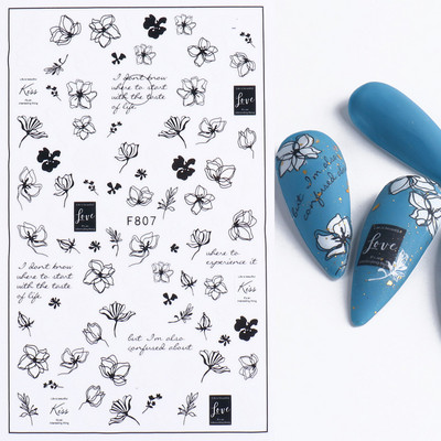 Τρισδιάστατη έγχρωμη εκτύπωση Αυτοκόλλητα νυχιών με λουλούδια Cherry Blossoms Leaf Bird Sliders For Nail Letter Design Μανικιούρ Διακόσμηση SACA764-776