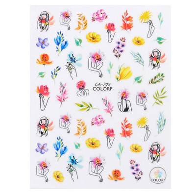 Τρισδιάστατη έγχρωμη εκτύπωση Αυτοκόλλητα νυχιών με λουλούδια Cherry Blossoms Leaf Bird Sliders For Nail Letter Design Μανικιούρ Διακόσμηση SACA764-776