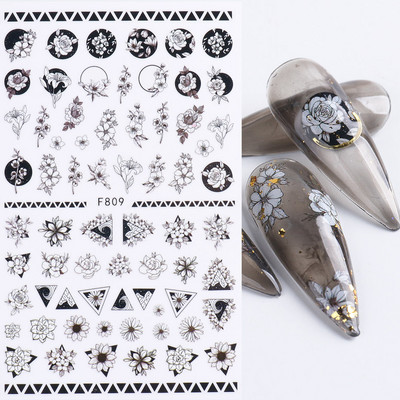 Τρισδιάστατη έγχρωμη εκτύπωση Αυτοκόλλητα νυχιών με λουλούδια Cherry Blossoms Leaf Bird Sliders For Nail Letter Design Μανικιούρ Διακόσμηση SACA764-776