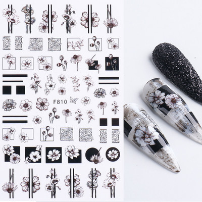 Τρισδιάστατη έγχρωμη εκτύπωση Αυτοκόλλητα νυχιών με λουλούδια Cherry Blossoms Leaf Bird Sliders For Nail Letter Design Μανικιούρ Διακόσμηση SACA764-776