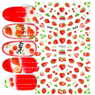 Τρισδιάστατη έγχρωμη εκτύπωση Αυτοκόλλητα νυχιών με λουλούδια Cherry Blossoms Leaf Bird Sliders For Nail Letter Design Μανικιούρ Διακόσμηση SACA764-776