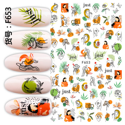 Τρισδιάστατη έγχρωμη εκτύπωση Αυτοκόλλητα νυχιών με λουλούδια Cherry Blossoms Leaf Bird Sliders For Nail Letter Design Μανικιούρ Διακόσμηση SACA764-776