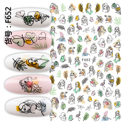 Τρισδιάστατη έγχρωμη εκτύπωση Αυτοκόλλητα νυχιών με λουλούδια Cherry Blossoms Leaf Bird Sliders For Nail Letter Design Μανικιούρ Διακόσμηση SACA764-776