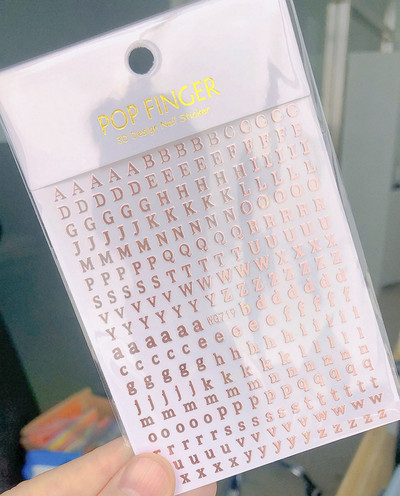 Vana-Inglise numbritega küünekunsti kleebis isekleepuv ümbris 3D lakiga tarvikud Retro täht tähestiku valge/kuldne/hõbedane küünekleebised