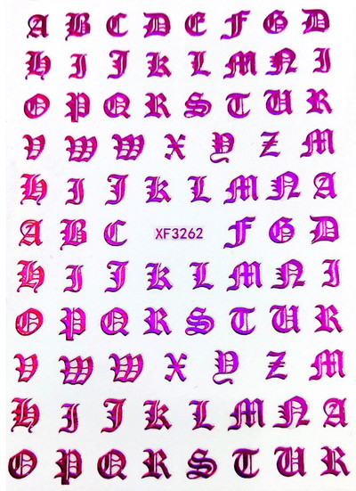 Vana-Inglise numbritega küünekunsti kleebis isekleepuv ümbris 3D lakiga tarvikud Retro täht tähestiku valge/kuldne/hõbedane küünekleebised