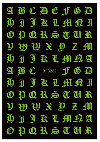 Vana-Inglise numbritega küünekunsti kleebis isekleepuv ümbris 3D lakiga tarvikud Retro täht tähestiku valge/kuldne/hõbedane küünekleebised