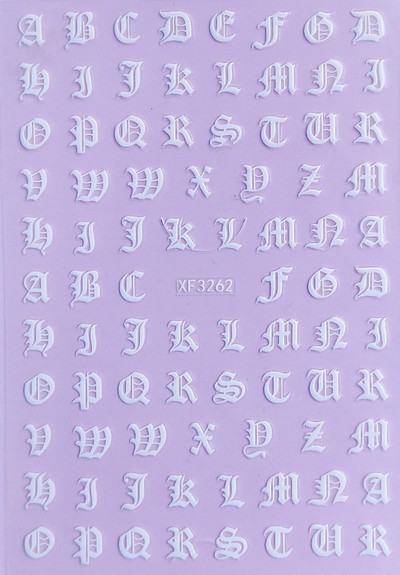 Vana-Inglise numbritega küünekunsti kleebis isekleepuv ümbris 3D lakiga tarvikud Retro täht tähestiku valge/kuldne/hõbedane küünekleebised