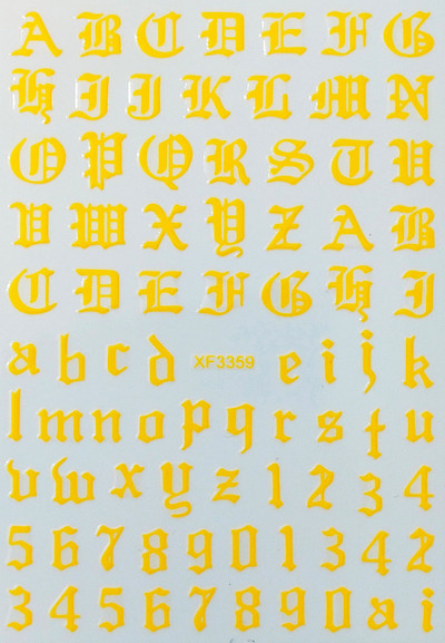 Vana-Inglise numbritega küünekunsti kleebis isekleepuv ümbris 3D lakiga tarvikud Retro täht tähestiku valge/kuldne/hõbedane küünekleebised