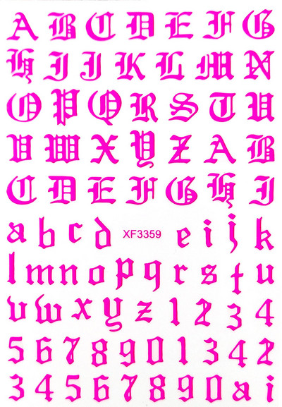 Vana-Inglise numbritega küünekunsti kleebis isekleepuv ümbris 3D lakiga tarvikud Retro täht tähestiku valge/kuldne/hõbedane küünekleebised