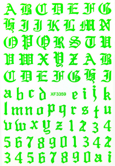 Vana-Inglise numbritega küünekunsti kleebis isekleepuv ümbris 3D lakiga tarvikud Retro täht tähestiku valge/kuldne/hõbedane küünekleebised