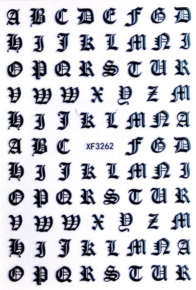 Vana-Inglise numbritega küünekunsti kleebis isekleepuv ümbris 3D lakiga tarvikud Retro täht tähestiku valge/kuldne/hõbedane küünekleebised