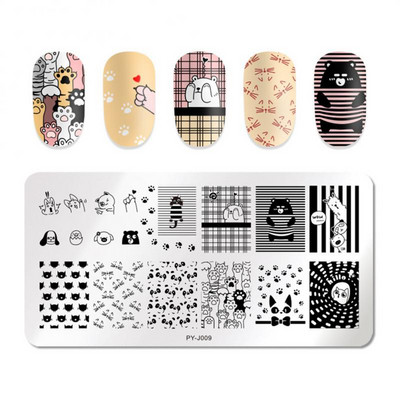 Nail Art roostevabast terasest trükiplaat Sinine kile terasplaat Geomeetriline lilleseeria maalitud trükkimine ülekandmiseks küünte kunstitööriistad