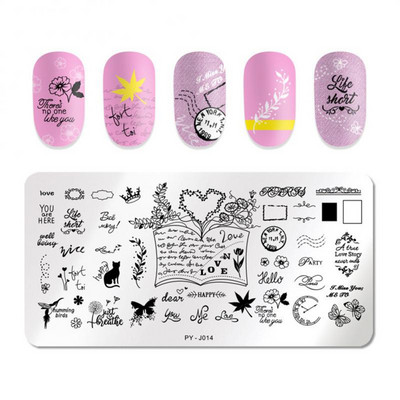 Nail Art roostevabast terasest trükiplaat Sinine kile terasplaat Geomeetriline lilleseeria maalitud trükkimine ülekandmiseks küünte kunstitööriistad