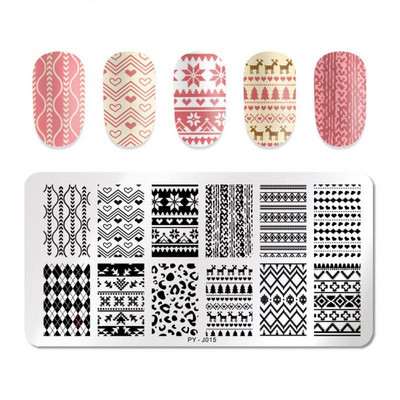 Nail Art roostevabast terasest trükiplaat Sinine kile terasplaat Geomeetriline lilleseeria maalitud trükkimine ülekandmiseks küünte kunstitööriistad