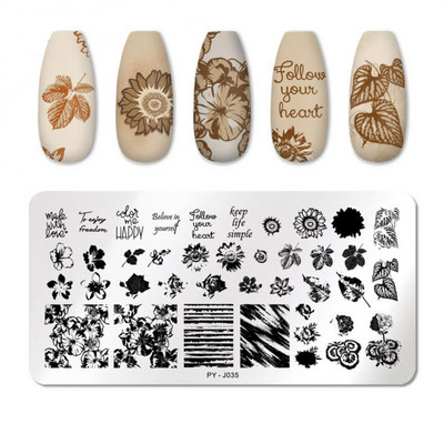 Nail Art roostevabast terasest trükiplaat Sinine kile terasplaat Geomeetriline lilleseeria maalitud trükkimine ülekandmiseks küünte kunstitööriistad