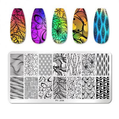 Nail Art roostevabast terasest trükiplaat Sinine kile terasplaat Geomeetriline lilleseeria maalitud trükkimine ülekandmiseks küünte kunstitööriistad