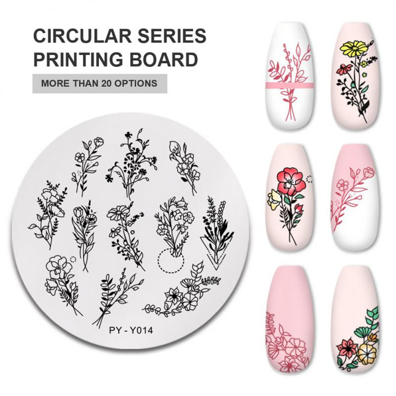 Nail Art roostevabast terasest trükiplaat Sinine kile terasplaat Geomeetriline lilleseeria maalitud trükkimine ülekandmiseks küünte kunstitööriistad