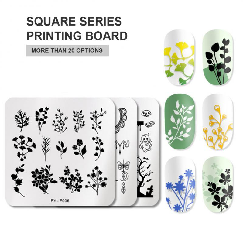 Nail Art roostevabast terasest trükiplaat Sinine kile terasplaat Geomeetriline lilleseeria maalitud trükkimine ülekandmiseks küünte kunstitööriistad