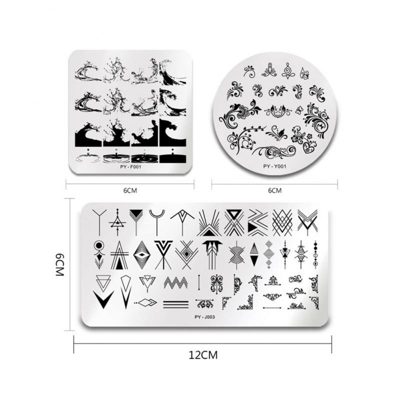 Nail Art roostevabast terasest trükiplaat Sinine kile terasplaat Geomeetriline lilleseeria maalitud trükkimine ülekandmiseks küünte kunstitööriistad