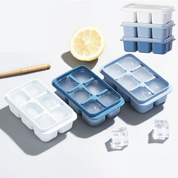 Форма за кубчета лед с 6 решетки с подвижен капак Квадратна форма за кубчета лед Кейк Блок желиран пудинг Форми за шоколад Кухненски бар Аксесоари