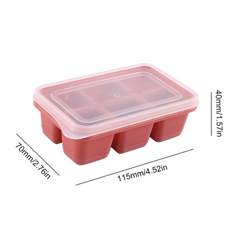 Φόρμα 6 Grid για παγάκια με αποσπώμενο καπάκι Τετράγωνο φόρμα για παγάκια Μπλοκ ζελέ για πουτίγκα Φόρμες σοκολάτας Αξεσουάρ για μπαρ κουζίνας