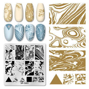 Mtssii 1PC Плочи за щамповане на нокти Цвете Правоъгълник Шаблони за изображения на нокти от неръждаема стомана Шаблон за щамповане Инструменти за маникюр