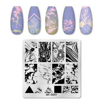 Mtssii 1PC Плочи за щамповане на нокти Цвете Правоъгълник Шаблони за изображения на нокти от неръждаема стомана Шаблон за щамповане Инструменти за маникюр