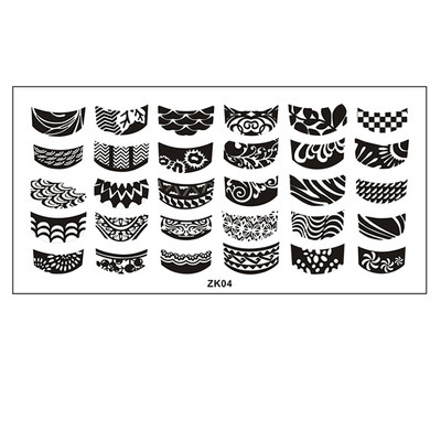 Finger Angel 1buc 6*12cm dreptunghi farfurie pentru arta unghiilor imagine ștampila desene animate dragoste design francez jumătate plăci de ștanțare pentru arta unghiilor ZK16