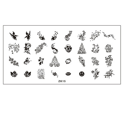 Finger Angel 1buc 6*12cm dreptunghi farfurie pentru arta unghiilor imagine ștampila desene animate dragoste design francez jumătate plăci de ștanțare pentru arta unghiilor ZK16