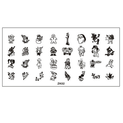 Finger Angel 1buc 6*12cm dreptunghi farfurie pentru arta unghiilor imagine ștampila desene animate dragoste design francez jumătate plăci de ștanțare pentru arta unghiilor ZK16