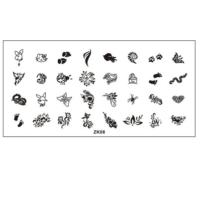 Finger Angel 1buc 6*12cm dreptunghi farfurie pentru arta unghiilor imagine ștampila desene animate dragoste design francez jumătate plăci de ștanțare pentru arta unghiilor ZK16