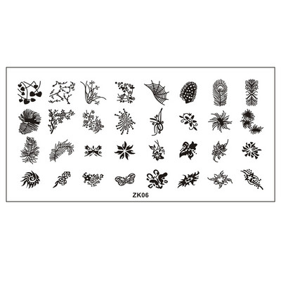 Finger Angel 1buc 6*12cm dreptunghi farfurie pentru arta unghiilor imagine ștampila desene animate dragoste design francez jumătate plăci de ștanțare pentru arta unghiilor ZK16