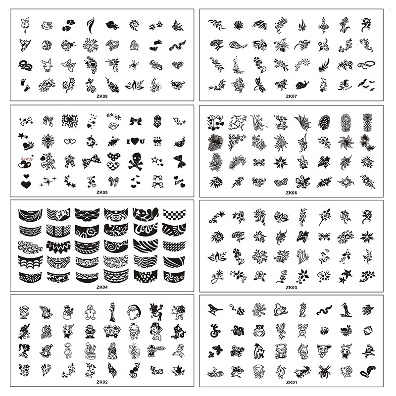 Finger Angel 1buc 6*12cm dreptunghi farfurie pentru arta unghiilor imagine ștampila desene animate dragoste design francez jumătate plăci de ștanțare pentru arta unghiilor ZK16