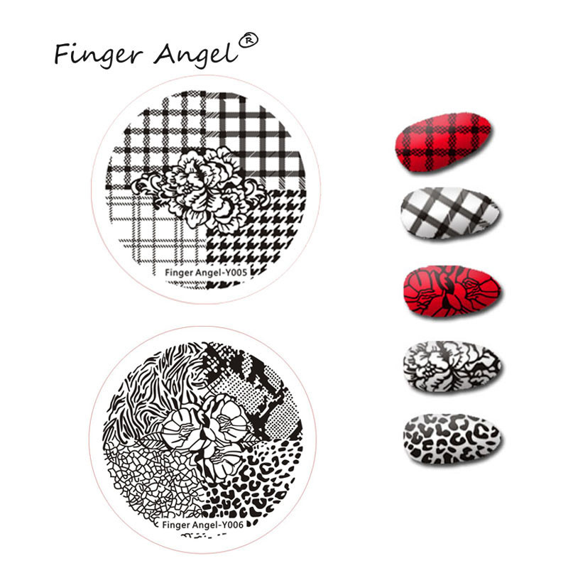 Îngerul degetelor 1 buc. farfurii de ștanțare pentru arta unghiilor, farfurie cu imagine ștampilă, model de litere, șablon rotund de imprimare cu flori
