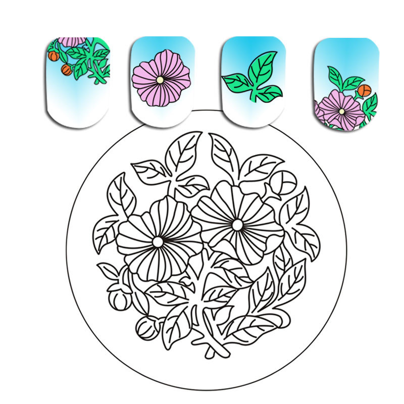 Îngerul degetelor 1 buc. farfurii de ștanțare pentru arta unghiilor, farfurie cu imagine ștampilă, model de litere, șablon rotund de imprimare cu flori