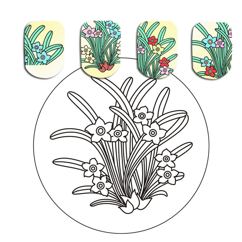 Îngerul degetelor 1 buc. farfurii de ștanțare pentru arta unghiilor, farfurie cu imagine ștampilă, model de litere, șablon rotund de imprimare cu flori